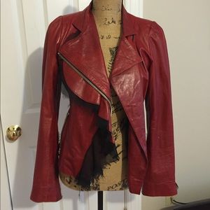 Red leather jacket